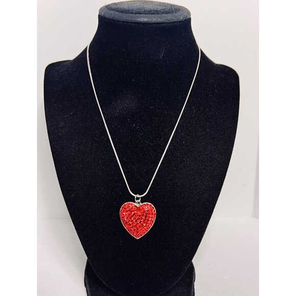Kirks Folly Jewelry - Kirks Folly Silver Tone Snake Chain Necklace W/ Rhinestone Heart Pendant (6280)